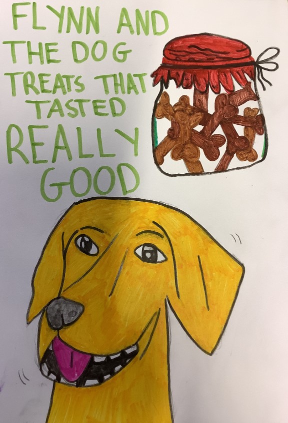 illustration to accompany Flynn and the Dog Treats That Tasted REALLY good written by Ballyclare Primary School p7 and Ballyclare High School year 9