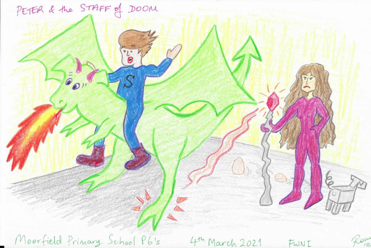 Illustration for Peter and the Staff of Doom written by Moorfields Primary School, Ballymena, P6