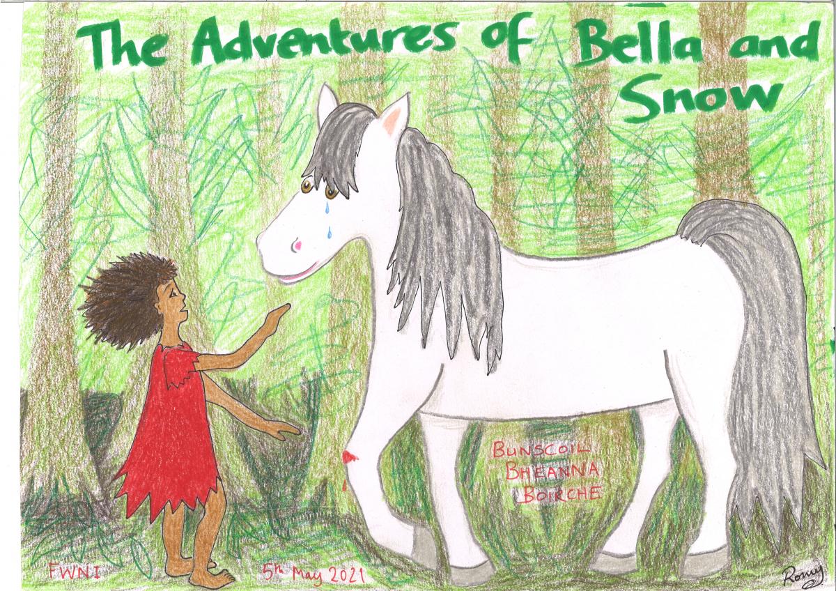 Illustration for The Adventures of Bella and Snow, written by Bunscoil Bheanna Boirche, P5