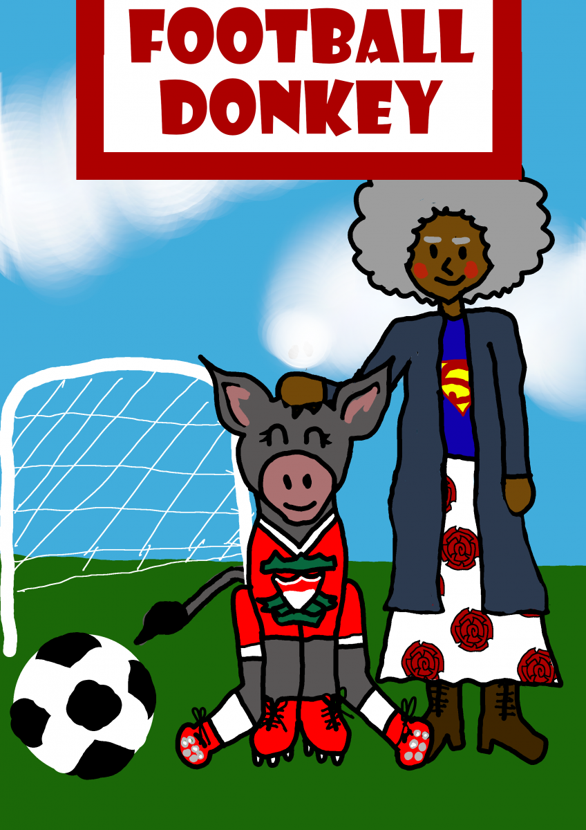 An illustration for 'The Football Donkey' written by Ulster University People and Culture Digital Week