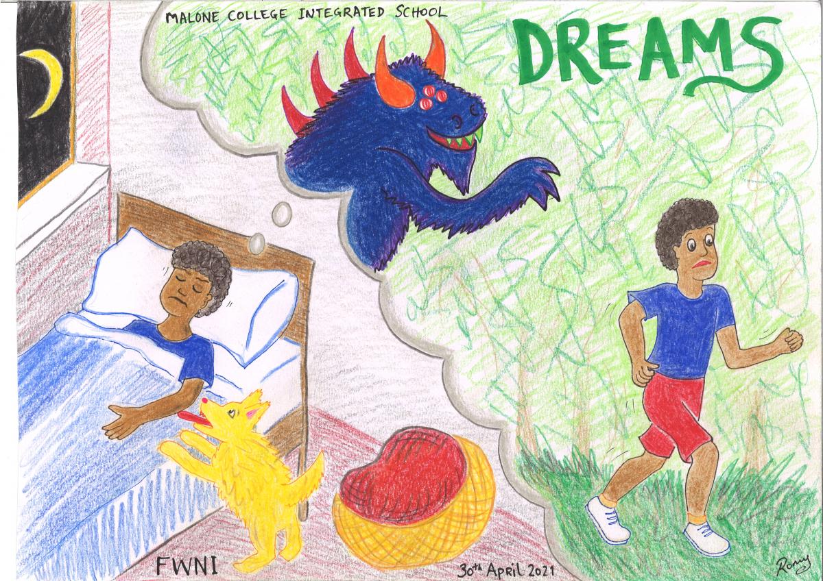 An illustration for Dreams, written by Year 9 Malone Integrated College